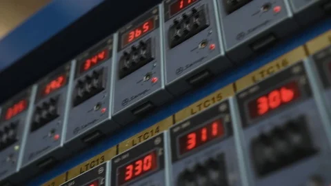 Industrial Control Panel With Red Digits On The Display Showing Parameters Stock Footage 98544220