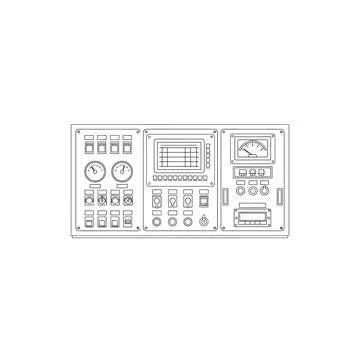 Industrial control panel technical outline for engineering and electronics Stock Illustration