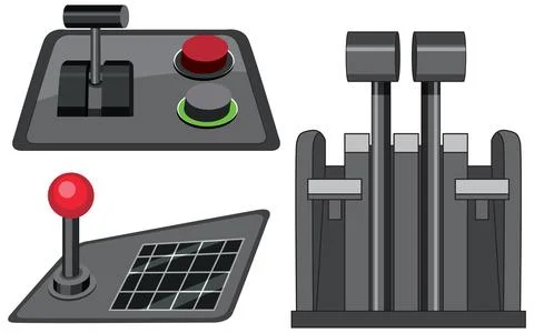 Industrial Control Panel Vector Illustration with Levers and Buttons Illustrazione stock