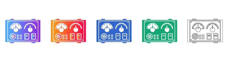 Industrial Control Panel Vector Set Ilustração Stock