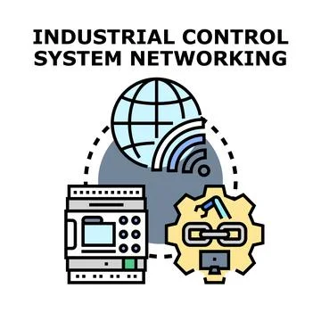 Industrial control system networking automation concept Stock Illustration