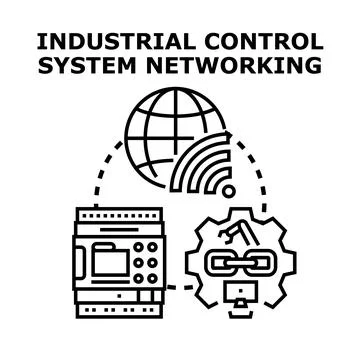 Industrial control system networking automation concept Stock Illustration