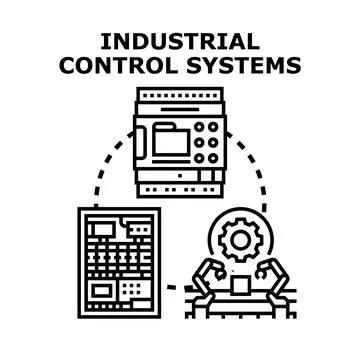 Industrial control systems managing modern production automation 스톡 일러스트