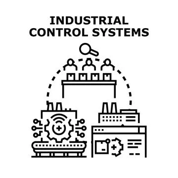 Industrial control systems managing modern production processes Illustrazione stock