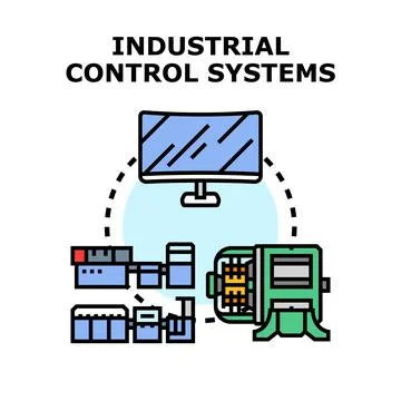 Industrial control systems managing modern production process 스톡 일러스트