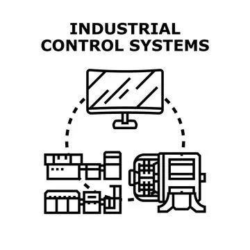 Industrial control systems managing modern production process Stock Illustration