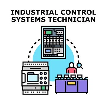 Industrial control systems technician process automation concept Stock Illustration