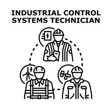 Industrial control systems technician profession concept Stock Illustration