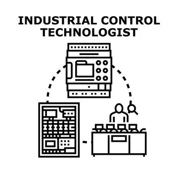 Industrial control technologist managing automation processes Stock Illustration