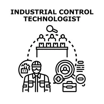 Industrial control technologist managing process automation and team Stock Illustration