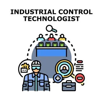 Industrial control technologist managing process automation and team Stock Illustration