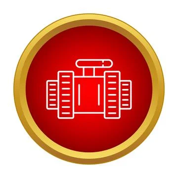 Industrial control valve icon on red circle Illustrazione stock