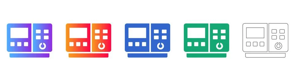 Industrial Controller Interface Icons Stockillustratie