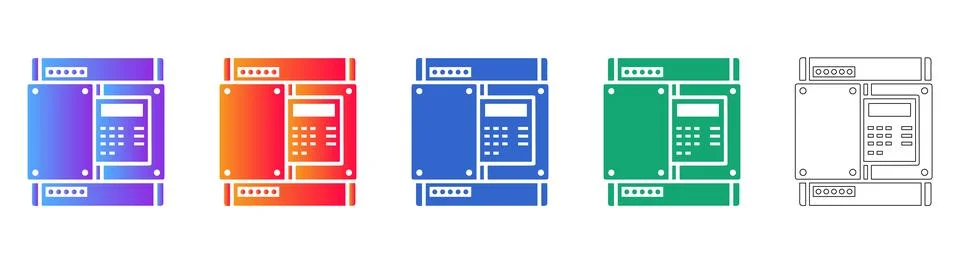 Industrial Controller Interface Vector Icon Set Illustrazione stock