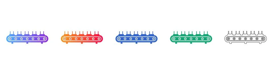 Industrial Conveyor Belt Segment Vector Icon Set Stock Illustration