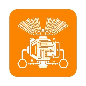 Industrial cooling system with multiple fans orange icon for climate control. Ilustración de archivo