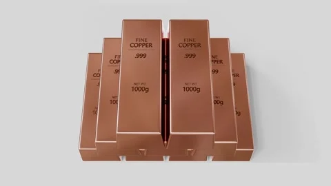 Industrial Copper Bullion Stack Top View Stock Footage 342762977