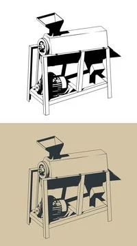 Industrial corn sheller machine isometric illustrations Stockillustratie