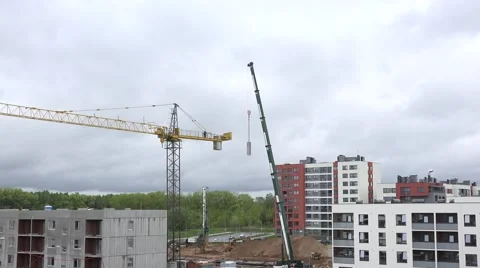 Industrial crane disassembling in construction site. 4K Stock Footage 56747727