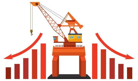 Industrial Crane with Graph Elements イラスト素材