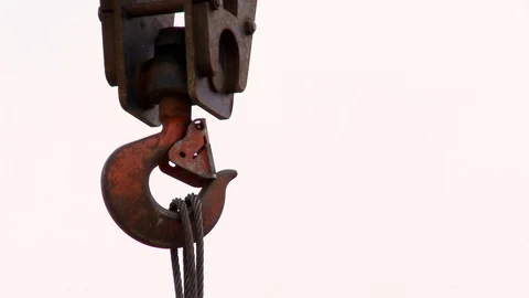 Industrial Crane Hook with Cables Stock Footage 123022498