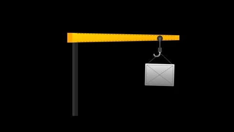 Industrial Crane Hook Lifting Silver Load with Yellow Gradient Arm and Sway.. Видео 346007112