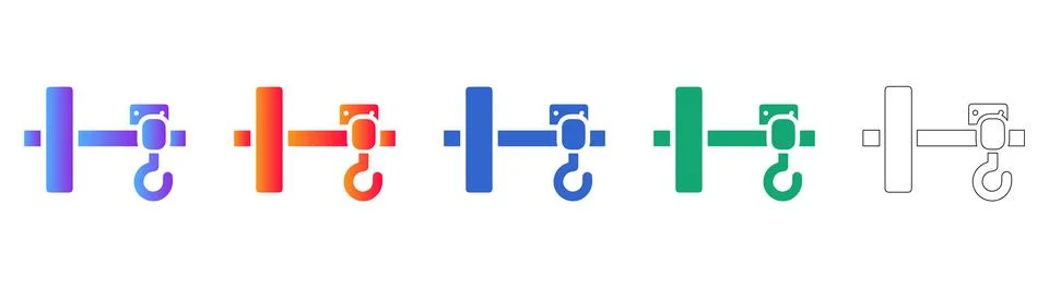 Industrial Crane Hook Vector Icon Set Stock Illustration