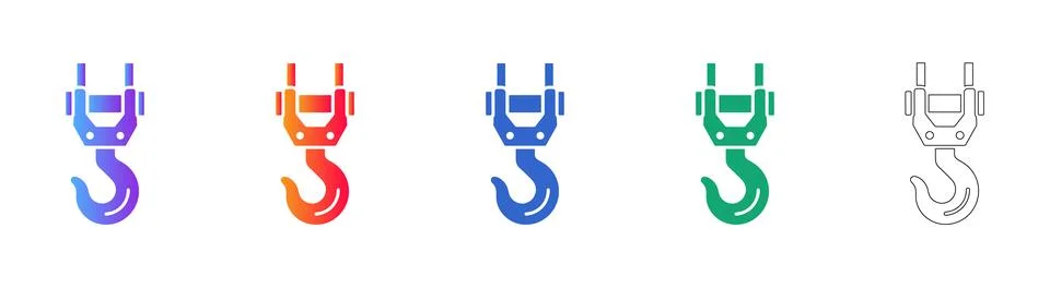 Industrial Crane Hook Vector Icon Set Stock Illustration