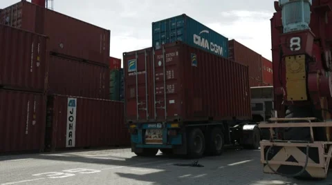 Industrial Crane Loading Container Stock Footage 61737769