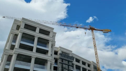 Industrial crane working on construction building site,workplace machine Stock Footage 171025394