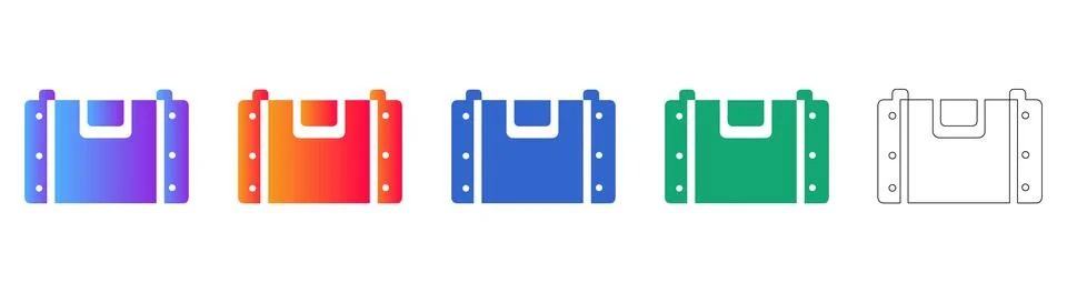 Industrial Crate Icon Set in Gradient and Outline Styles Stock Illustration