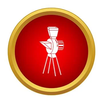Industrial crushing machine icon standing on red background Stock Illustration