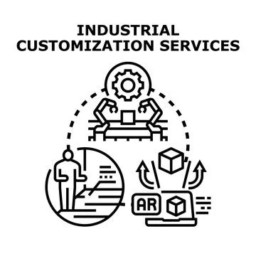Industrial customization services concept for business Illustrazione stock