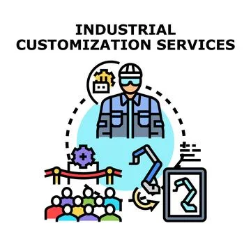 Industrial customization services concept creating tailored solutions Stock Illustration
