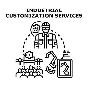 Industrial customization services concept creating tailored solutions Stock Illustration