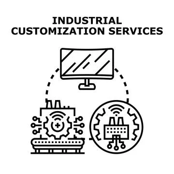 Industrial customization services concept vector illustrating production Stock Illustration