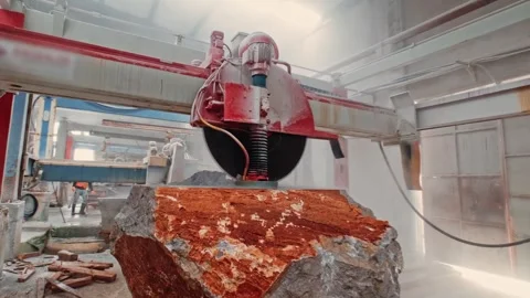Industrial Cutting Machine Processing Stone Blocks 스톡 동영상 304239554