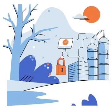 Industrial cyber security. Information security is essential in protecting Illustrazione stock