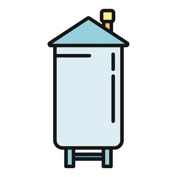 Industrial dairy milk processing tank with chimney icon Stock Illustration