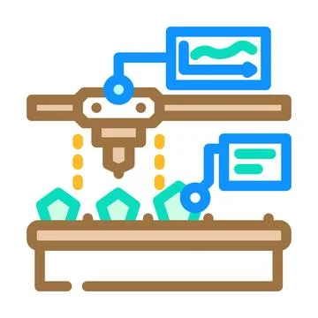 Industrial data analytics industry 5 color icon vector illustration Illustrazione stock