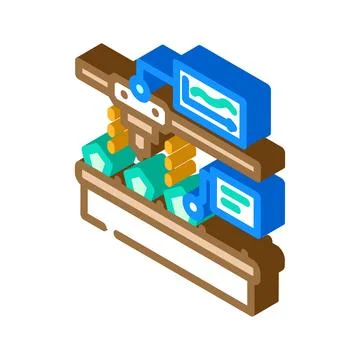 Industrial data analytics industry 5 isometric icon vector illustration Illustrazione stock