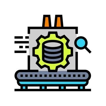 Industrial data analytics industry 5 color icon vector illustration Stock Illustration