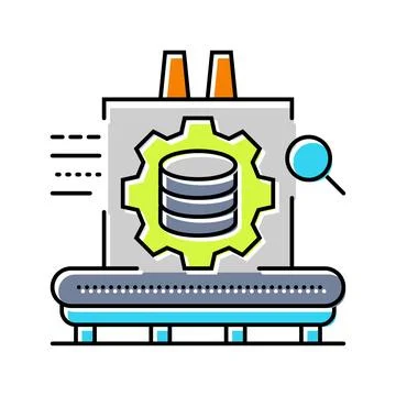 Industrial data analytics industry 5 color icon vector illustration 스톡 일러스트