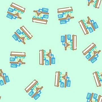 Industrial data analytics industry 5 vector seamless pattern Illustrazione stock