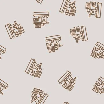 Industrial data analytics industry 5 line vector seamless pattern Stock Illustration