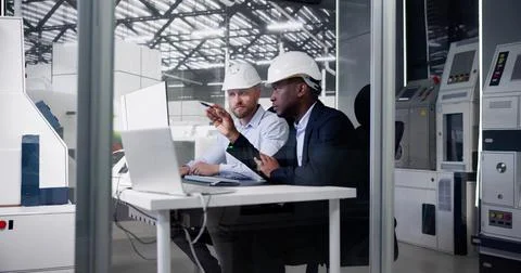 Industrial Data Automation System On Computer 스톡 사진