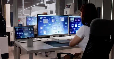 Industrial Data Automation System On Computer 스톡 사진