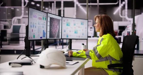 Industrial Data Automation System On Computer Stockfoto's