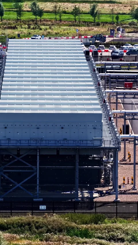Industrial Data Center Construction with Metal Structures in Groningen Stock Footage 346578571