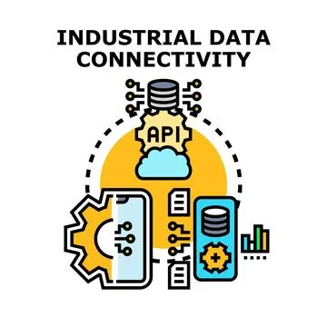 Industrial data connectivity concept linking digital devices Stock Illustration